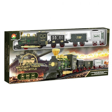 MILITARY TRAIN RETRO STYLE WITH 3 CARRIAGE